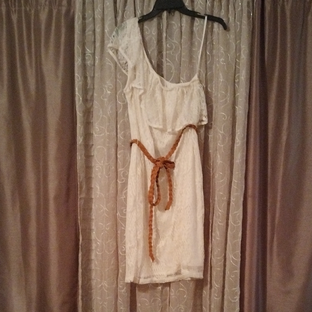 Sassy Off-White One Shoulder Lace Dress